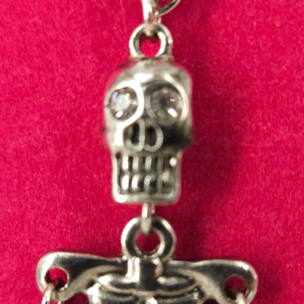 Skull Skeleton Jointed Pendant Necklace Stainless Steel 28" Rock Metal Bike Goth - Picture 4 of 8